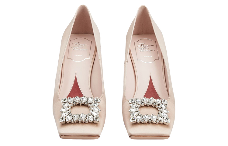 (W) Roger Vivier Satin Crystal Buckle Chunky Heel 'Pink' 圖 3