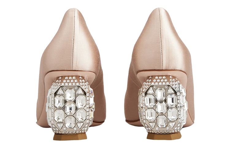 (W) Roger Vivier Satin Crystal Buckle Chunky Heel 'Pink' 圖 4