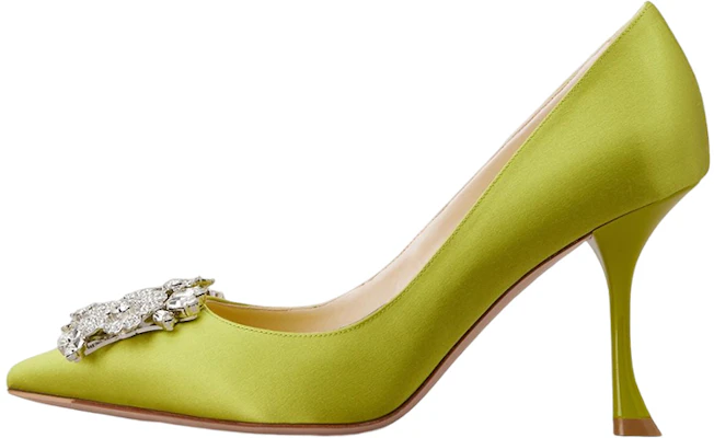 羅傑•維維亞 (Roger Vivier) 緞面 水晶扣 細跟 高跟鞋 女款 綠色 Buy 羅傑•維維亞 (Roger Vivier) 緞面 水晶扣 細跟 高跟鞋 女款 綠色