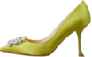 Buy 羅傑•維維亞 (Roger Vivier) 緞面 水晶扣 細跟 高跟鞋 女款 綠色