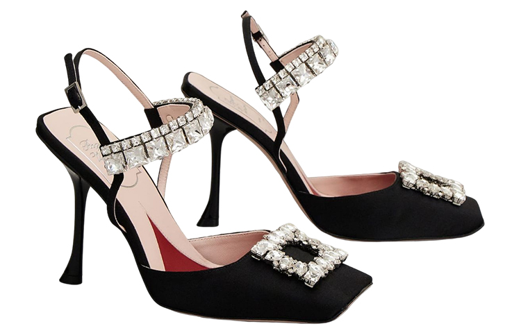 (W) Roger Vivier Satin Crystal Buckle Stiletto 'Black' 圖 2