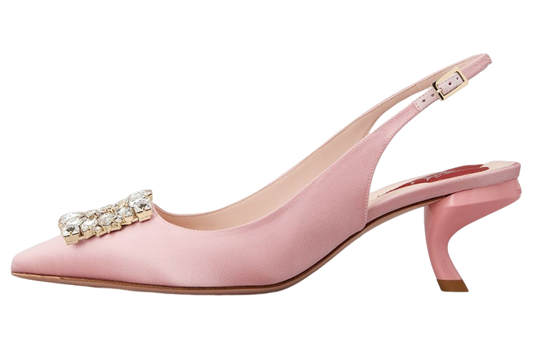 (W) Roger Vivier Satin High Heels 'Crystal Buckle Pink'