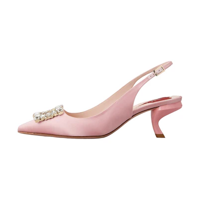 (W) Roger Vivier Satin High Heels 'Crystal Buckle Pink'