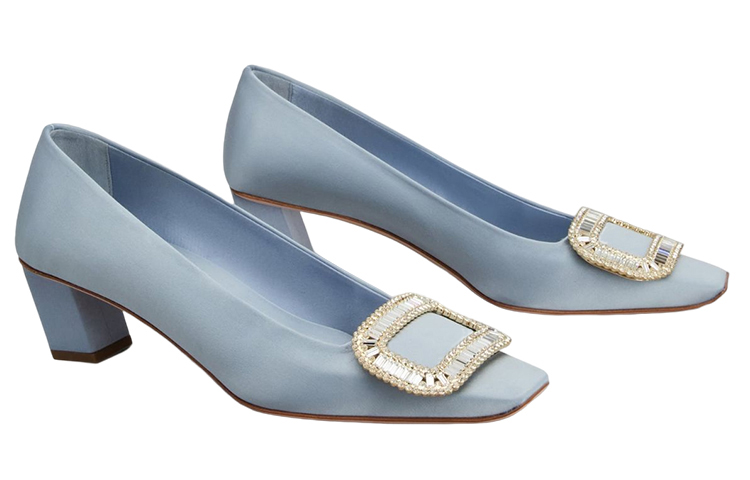 (W) Roger Vivier Satin Mid-Heel Pump 'Crystal Buckle Blue' 圖 2