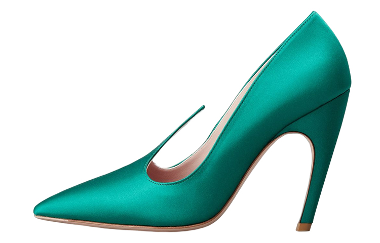 (Women) Roger Vivier Satin Pointed Toe Stiletto 'Green' RVW68434240RS0V016