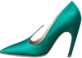 (Women) Roger Vivier Satin Pointed Toe Stiletto 'Green' RVW68434240RS0V016 (Women) Roger Vivier Satin Pointed Toe Stiletto 'Green' RVW68434240RS0V016
