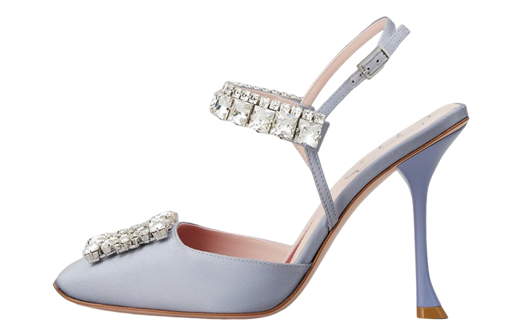 (Women) Roger Vivier Satin Stiletto Heels 'Crystal Buckle Grey' RVW68334210RS0L021