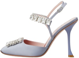 (Women) Roger Vivier Satin Stiletto Heels 'Crystal Buckle Grey' RVW68334210RS0L021 (Women) Roger Vivier Satin Stiletto Heels 'Crystal Buckle Grey' RVW68334210RS0L021