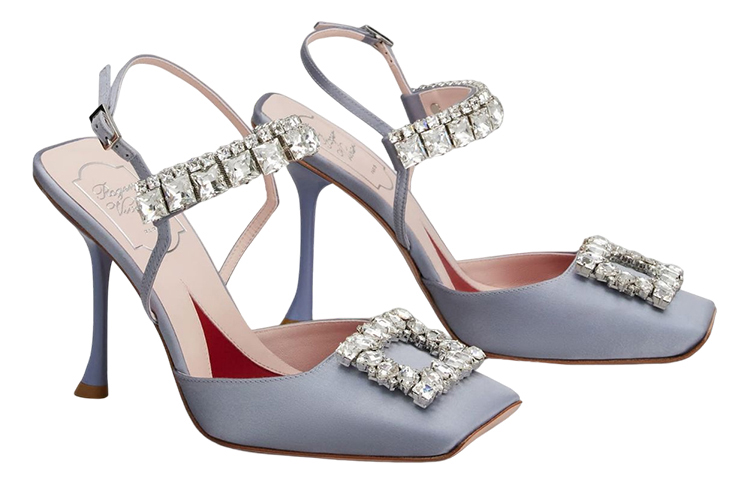 Order (W) Roger Vivier Satin Stiletto Heels 'Crystal Buckle Abu-abu' RVW68334210RS0L021