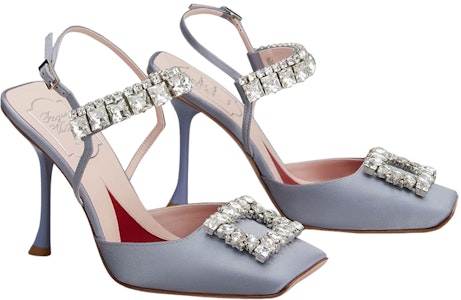 羅傑·維維亞 緞面 水晶扣 細跟 高跟鞋 女款 灰色 Order 羅傑·維維亞 緞面 水晶扣 細跟 高跟鞋 女款 灰色