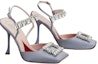 Order (W) Roger Vivier Satin Stiletto Heels 'Crystal Buckle Grey' - Tumit Tinggi Satin Kelabu. RVW68334210RS0L021