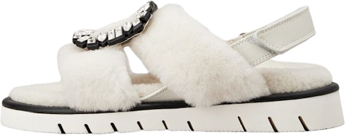 (Women) Roger Vivier Shearling Velcro Fashion Sandal 'White' RVW65434770MFY656Z (Women) Roger Vivier Shearling Velcro Fashion Sandal 'White' RVW65434770MFY656Z