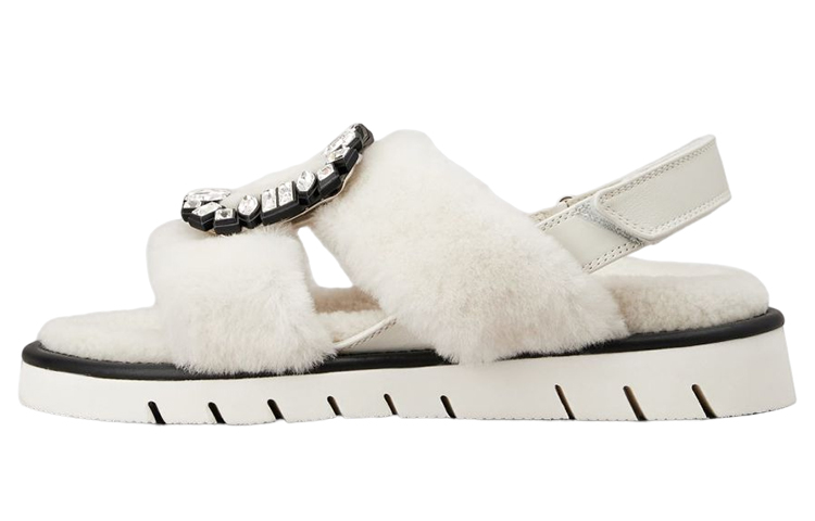(Women) Roger Vivier Shearling Velcro Fashion Sandal 'White' RVW65434770MFY656Z