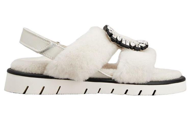 Order (Women) Roger Vivier Shearling Velcro Fashion Sandal 'White' RVW65434770MFY656Z