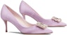 (W) Roger Vivier Tumit Tinggi Pointed Toe Sutera Selesa 'Pink' RVW41417620RS0L223