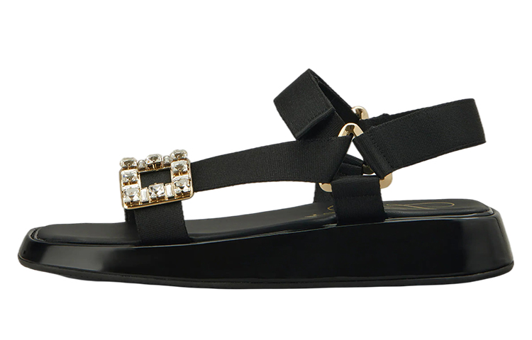 (W) Roger Vivier Slide Trekky 'Black Crystal Buckle'