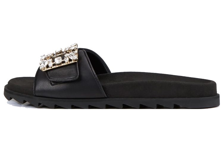 (Women) Roger Vivier Slidy Viv' 'Versailles Black Buckle' RVW4582865091TB999