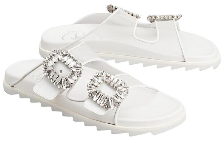 (W) Roger Vivier Slidy Viv 'Diamond Buckle White Fashion Slides' 圖 2