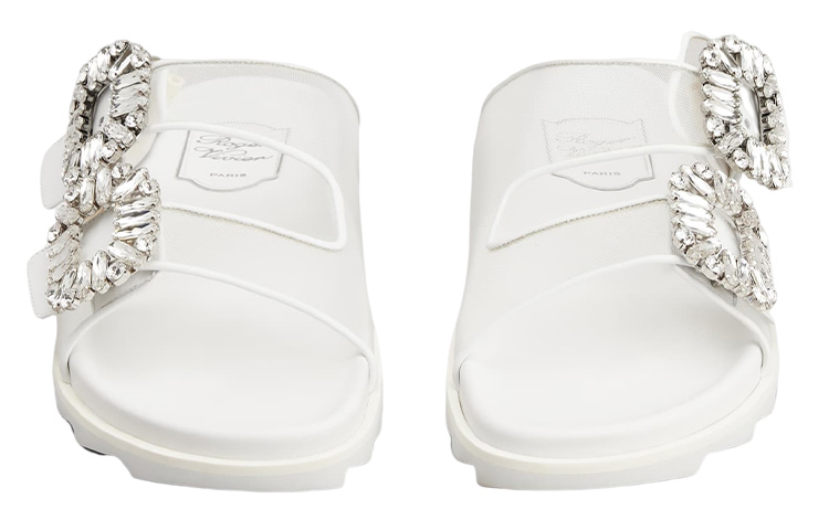 (W) Roger Vivier Slidy Viv 'Diamond Buckle White Fashion Slides' 圖 3