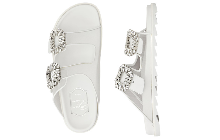 (W) Roger Vivier Slidy Viv 'Diamond Buckle White Fashion Slides' 圖 4