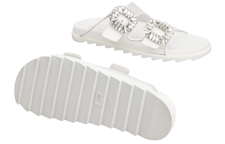 (W) Roger Vivier Slidy Viv 'Diamond Buckle White Fashion Slides' 圖 5