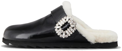 (Women) Roger Vivier Slidy Viv 'Embellished Buckle Black Velvet Mule' RVW62531600KFU08CE (Women) Roger Vivier Slidy Viv 'Embellished Buckle Black Velvet Mule' RVW62531600KFU08CE