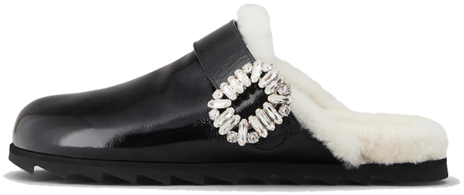 (W) Roger Vivier Slidy Viv ''Versierde Gesp Zwarte Fluwelen Muilen'' RVW62531600KFU08CE Buy (W) Roger Vivier Slidy Viv ''Versierde Gesp Zwarte Fluwelen Muilen'' RVW62531600KFU08CE