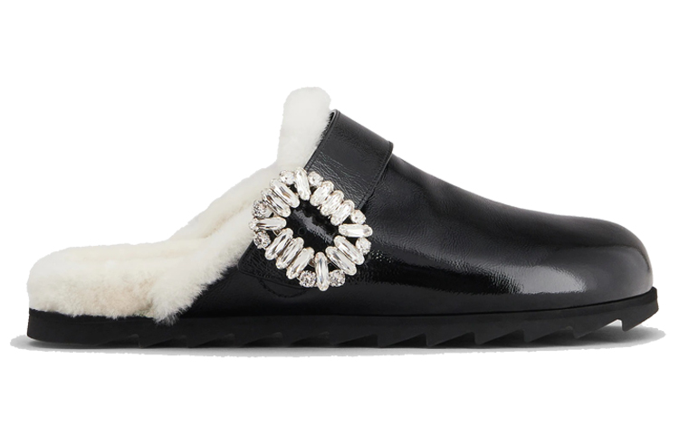 Order (W) Roger Vivier Slidy Viv ''Versierde Gesp Zwarte Fluwelen Muilen'' RVW62531600KFU08CE