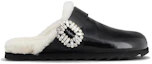 Order (W) Roger Vivier Slidy Viv ''Versierde Gesp Zwarte Fluwelen Muilen'' RVW62531600KFU08CE
