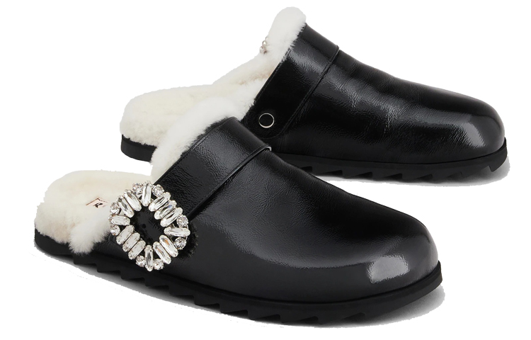 Lookbook (W) Roger Vivier Slidy Viv ''Versierde Gesp Zwarte Fluwelen Muilen'' RVW62531600KFU08CE