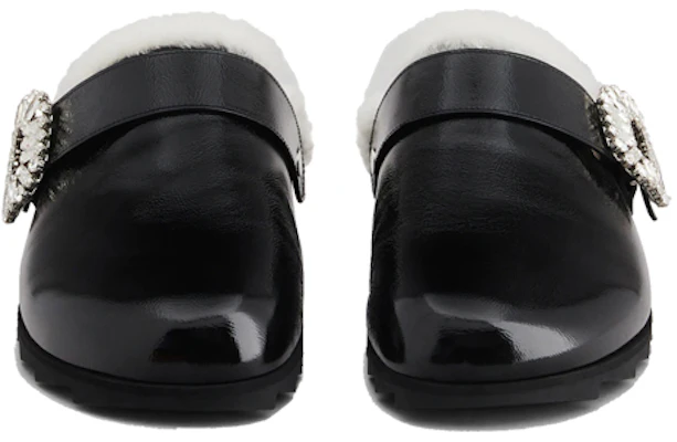 (W) Roger Vivier Slidy Viv ''Versierde Gesp Zwarte Fluwelen Muilen'' RVW62531600KFU08CE Shop (W) Roger Vivier Slidy Viv ''Versierde Gesp Zwarte Fluwelen Muilen'' RVW62531600KFU08CE