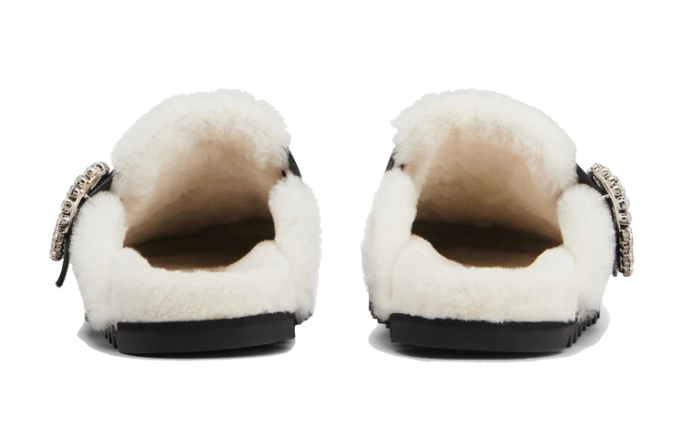 Purchase (W) Roger Vivier Slidy Viv ''Versierde Gesp Zwarte Fluwelen Muilen'' RVW62531600KFU08CE