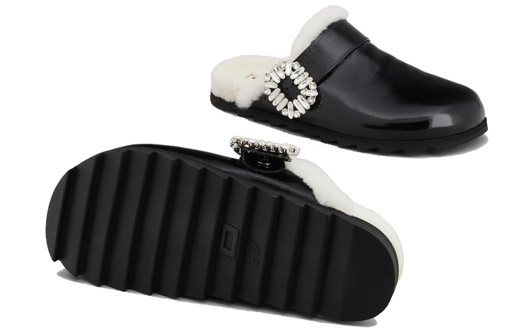 Details for (W) Roger Vivier Slidy Viv ''Versierde Gesp Zwarte Fluwelen Muilen'' RVW62531600KFU08CE