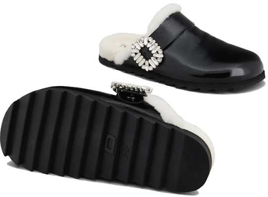 (W) Roger Vivier Slidy Viv ''Versierde Gesp Zwarte Fluwelen Muilen'' RVW62531600KFU08CE Details for (W) Roger Vivier Slidy Viv ''Versierde Gesp Zwarte Fluwelen Muilen'' RVW62531600KFU08CE