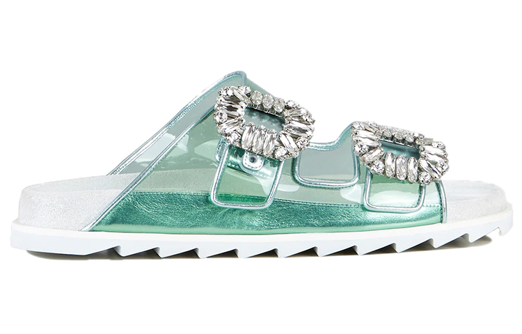 (W) Roger Vivier Slidy Viv' Strass Buckle Mules 'Green' 圖 2