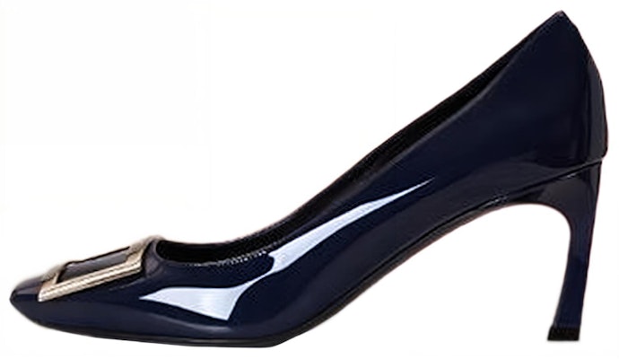 (W) Roger Vivier Tumit Tinggi Slip-On Hujung Petak 'Deep Blue' RVW40015280D1PU800 Buy (W) Roger Vivier Tumit Tinggi Slip-On Hujung Petak 'Deep Blue' RVW40015280D1PU800