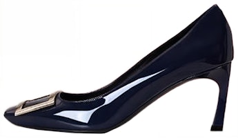 (Women) Roger Vivier Square-Toe Comfort Slip-On Stiletto Heels 'Deep Blue' RVW40015280D1PU800 (Women) Roger Vivier Square-Toe Comfort Slip-On Stiletto Heels 'Deep Blue' RVW40015280D1PU800