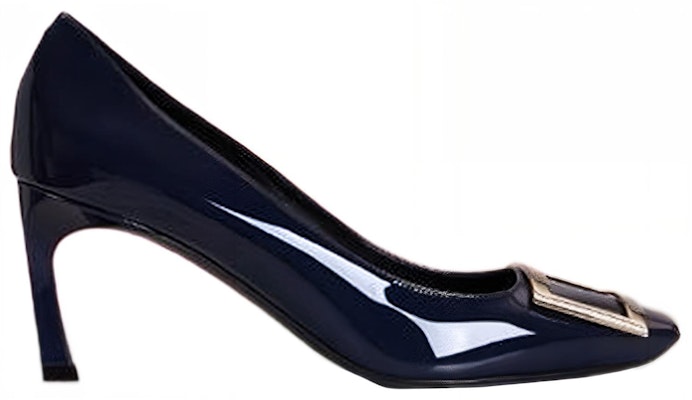 (W) Roger Vivier Tumit Tinggi Slip-On Hujung Petak 'Deep Blue' RVW40015280D1PU800 Order (W) Roger Vivier Tumit Tinggi Slip-On Hujung Petak 'Deep Blue' RVW40015280D1PU800