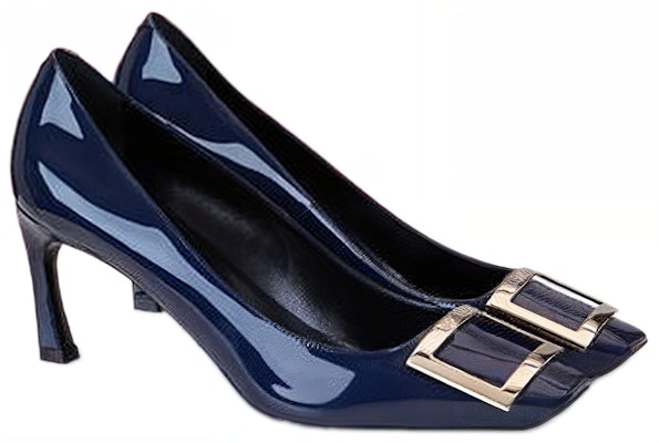 (W) Roger Vivier Tumit Tinggi Slip-On Hujung Petak 'Deep Blue' RVW40015280D1PU800 Lookbook (W) Roger Vivier Tumit Tinggi Slip-On Hujung Petak 'Deep Blue' RVW40015280D1PU800