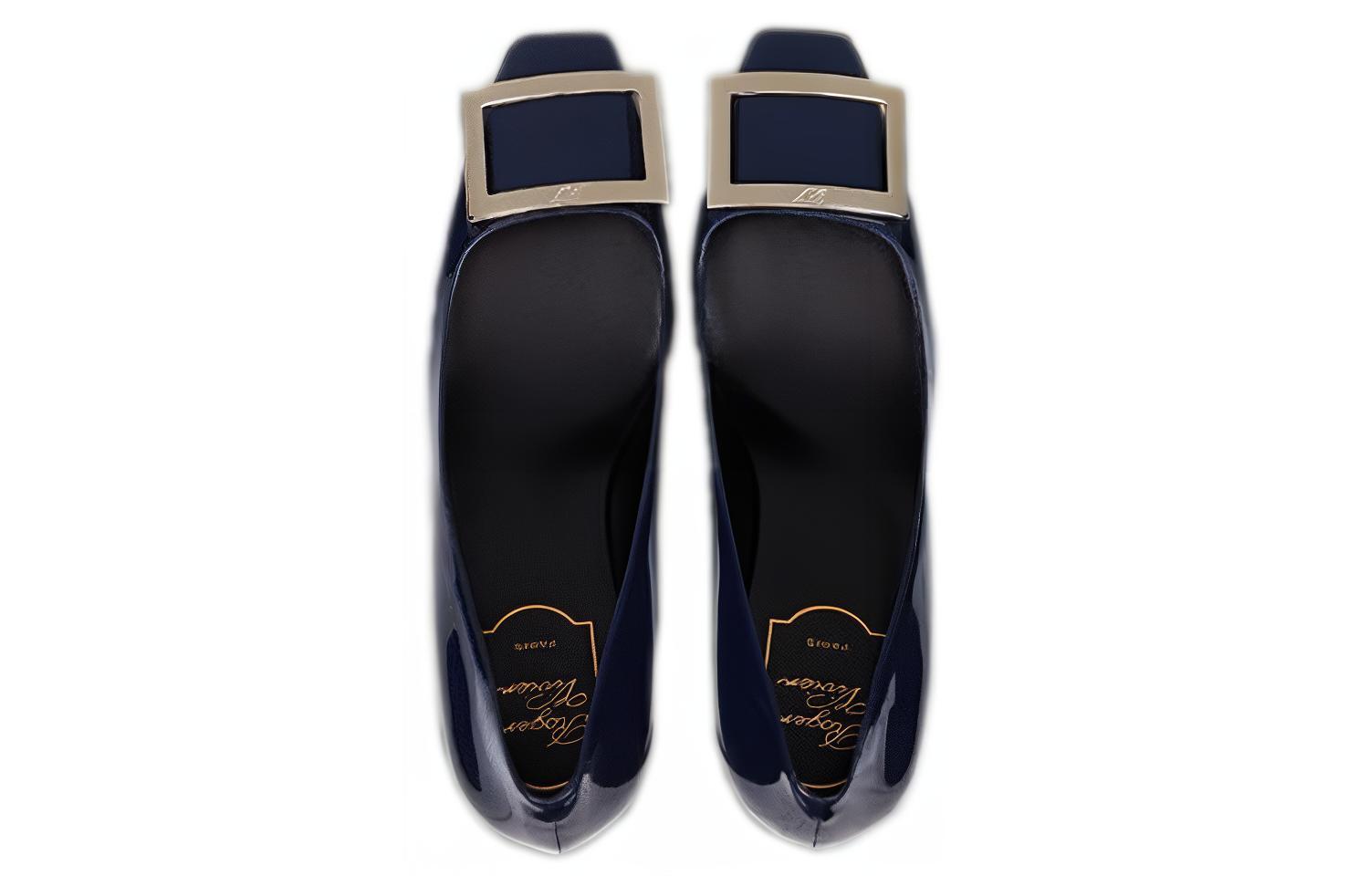 Shop (W) ロジェヴィヴィエ スクエアトゥ スリッポン スティレットヒール (濃紺) RVW40015280D1PU800