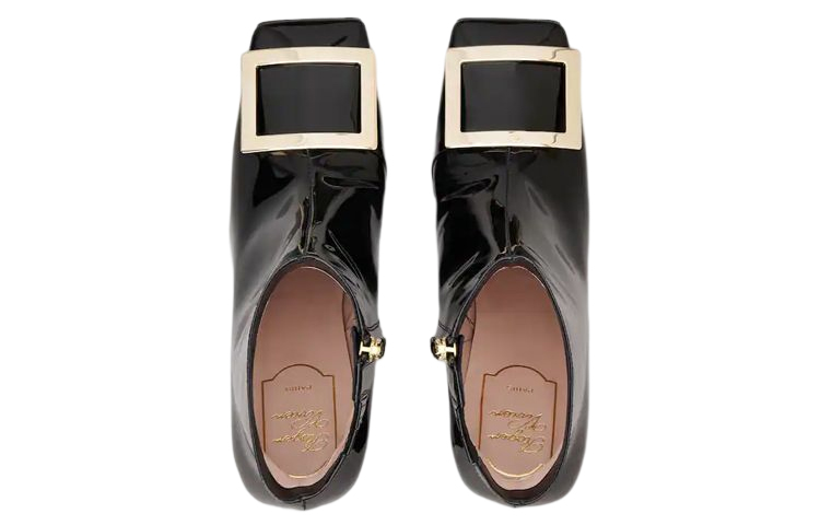 (W) Roger Vivier Square Ankle Boot 'Metal Buckle Patent Black' 圖 3