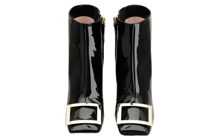 (W) Roger Vivier Square Ankle Boot 'Metal Buckle Patent Black' 圖 4