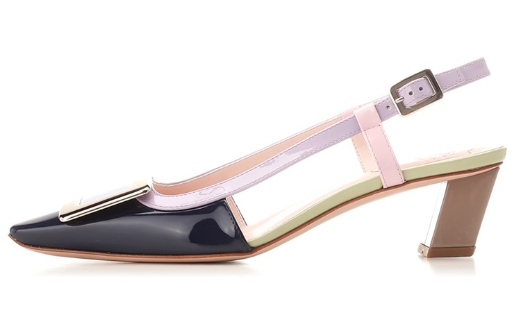 (Women) Roger Vivier Square Toe Block Heel 'Black Leather' RVW00625600D1P1K44