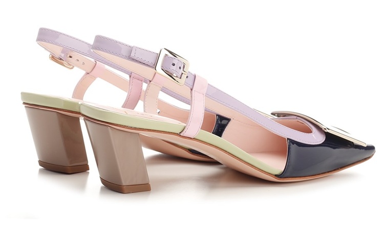 Shop 羅傑維維亞 皮革 時尚方頭 粗跟 高跟鞋 5.5公分 女款 黑色