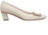 (Women) Roger Vivier Square Toe Block Heel Pumps 'Beige Patent with Metal Buckle' RVW00600920D1P9999