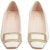 (Women) Roger Vivier Square Toe Block Heel Pumps 'Beige Patent with Metal Buckle' RVW00600920D1P9999