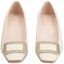 Shop (Women) Roger Vivier Square Toe Block Heel Pumps 'Beige Patent with Metal Buckle' RVW00600920D1P9999