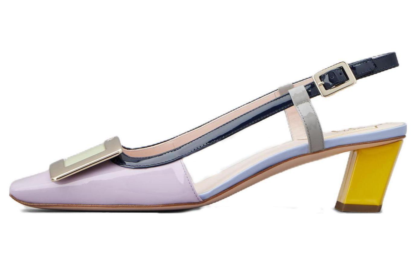 (Women) Roger Vivier Square Toe Buckle Block Heel 'Purple' RVW00625600D1P1K45