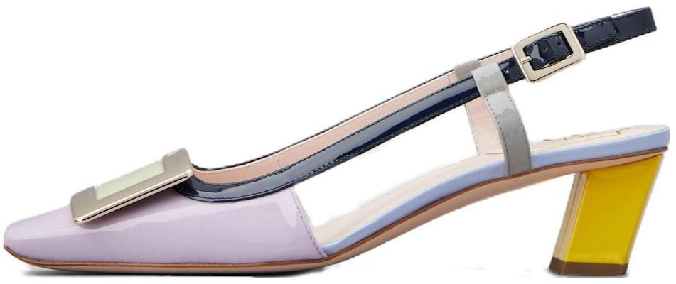 (W) Roger Vivier Tacón Bloque Punta Cuadrada Hebilla 'Morado' RVW00625600D1P1K45 Buy (W) Roger Vivier Tacón Bloque Punta Cuadrada Hebilla 'Morado' RVW00625600D1P1K45