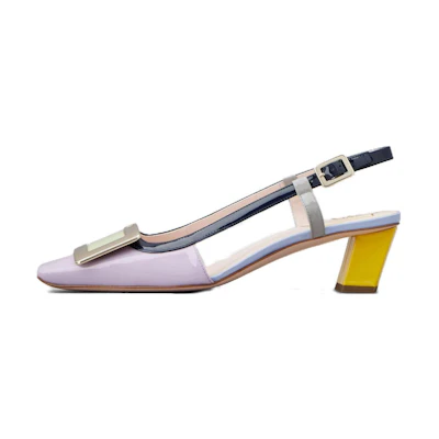(W) Roger Vivier Square Toe Buckle Block Heel 'Purple'